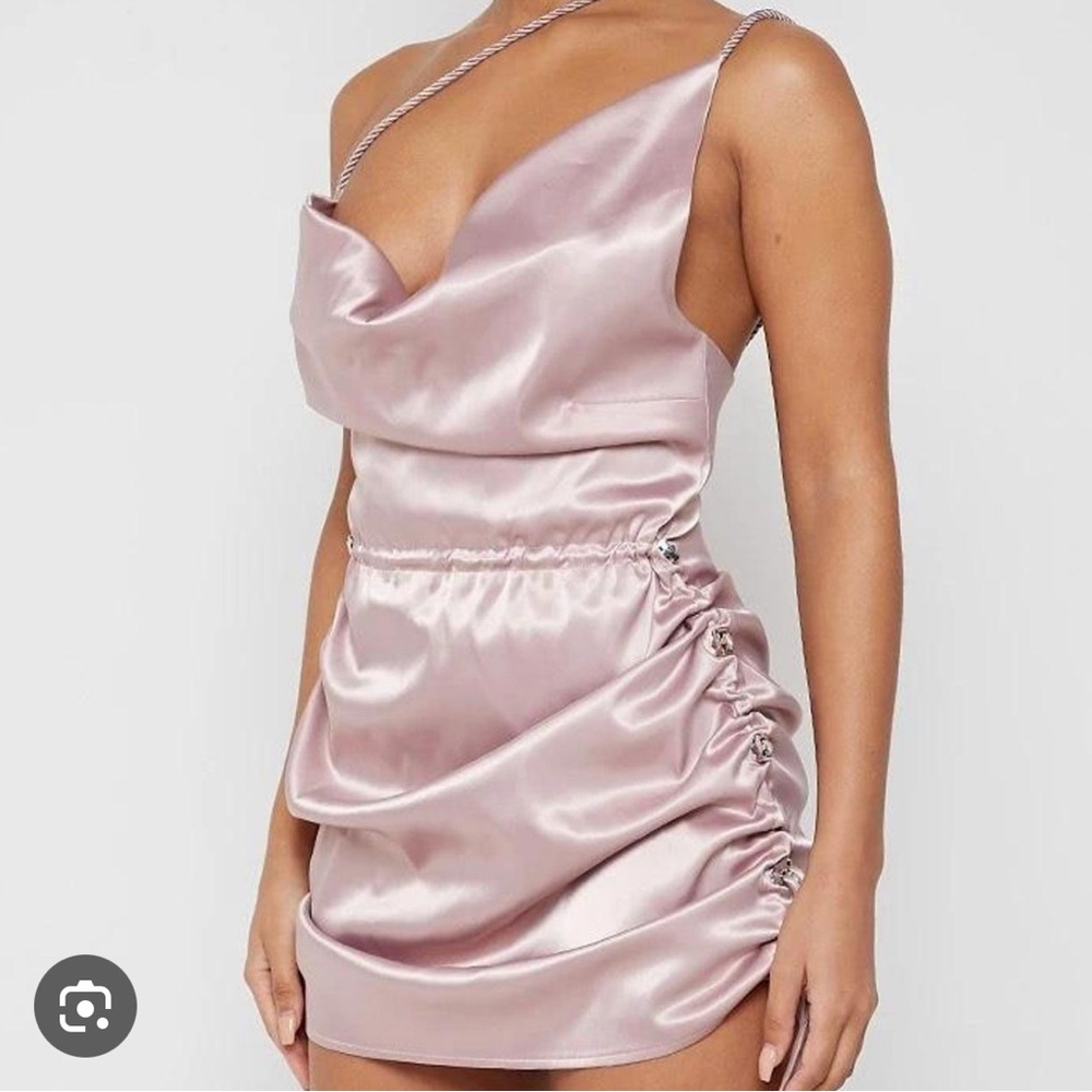 Maniere De Voir Pink Asymmetrical Ruched Bodycon Dress
New with tags 
Never worn